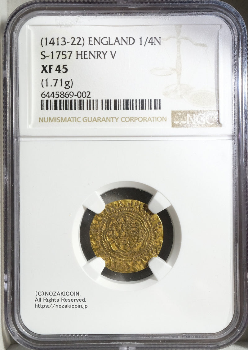 1413-22 1/4N NGC XF45 England
ヘンリー5世