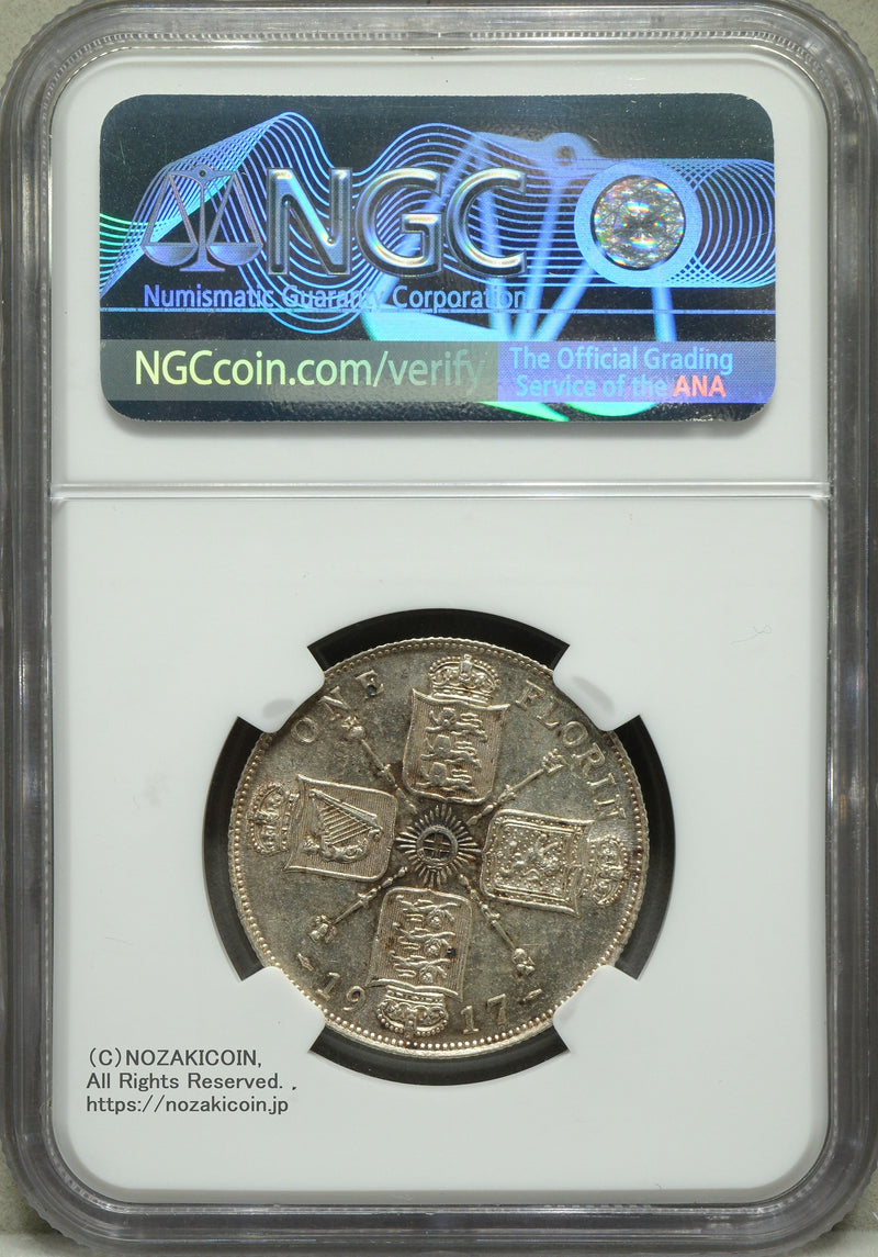 イギリス フローリン銀貨 1917年 ジョージ5世 NGC AU58 – 野崎コイン