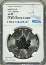 メープルリーフ
プルーフ未使用
Canada 2021 Maple Leaf
NGC MS69 First Releases
