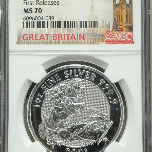 2021年/ エリザベス女王 /ブリタニア/2ポンド 銀貨/新品 イギリス 2ポンド銀貨 2021年 エリザベス女王 NGC MS70 First Releases