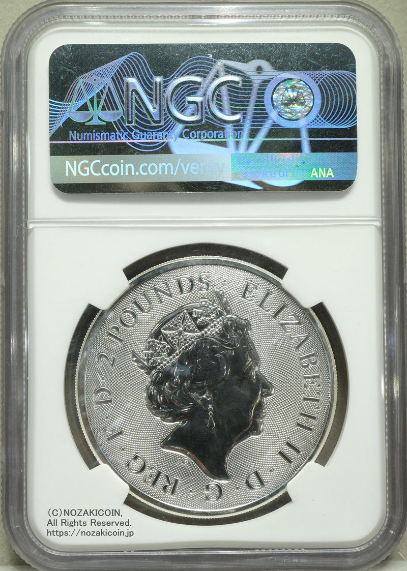 イギリス 2ポンド銀貨 2021年 エリザベス女王 NGC MS70 First Releases