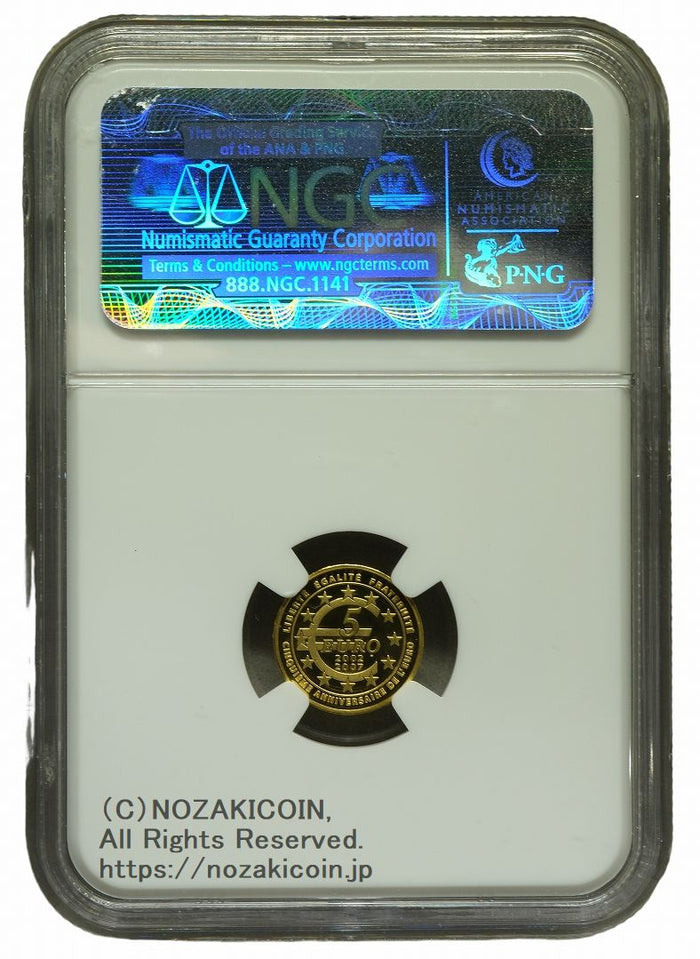 フランス ユーロ5周年記念 5ユーロ金貨 2007 NGC PF69 ULTRA CAMEO