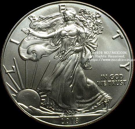 アメリカ　1ドル銀貨　イーグル　2018年 - 野崎コイン