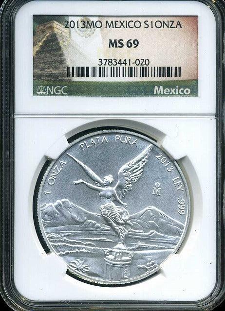メキシコ　2013年　リベルタード　純銀　NGC MS69 020 - 野崎コイン