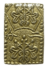 安政二分金（安政二分判金）は安政3年～万延元年（1856～1860）に鋳造されました。  品位は金209 / 銀 791 量目は5.62gです。