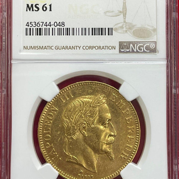 フランス ナポレオン 100フラン金貨 有冠 1869A NGC MS61 – 野崎コイン