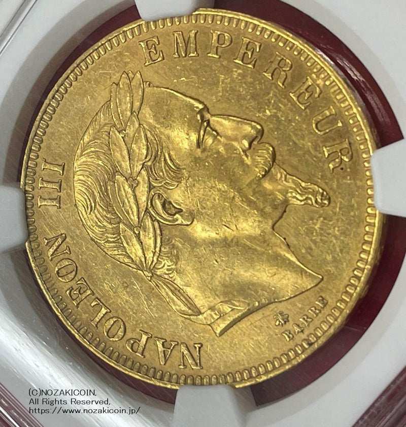 フランス ナポレオン 100フラン金貨 有冠 1869A NGC MS61 – 野崎コイン