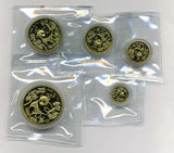 中国　パンダ金貨　１９９２年　プルーフ５種セット - 野崎コイン
