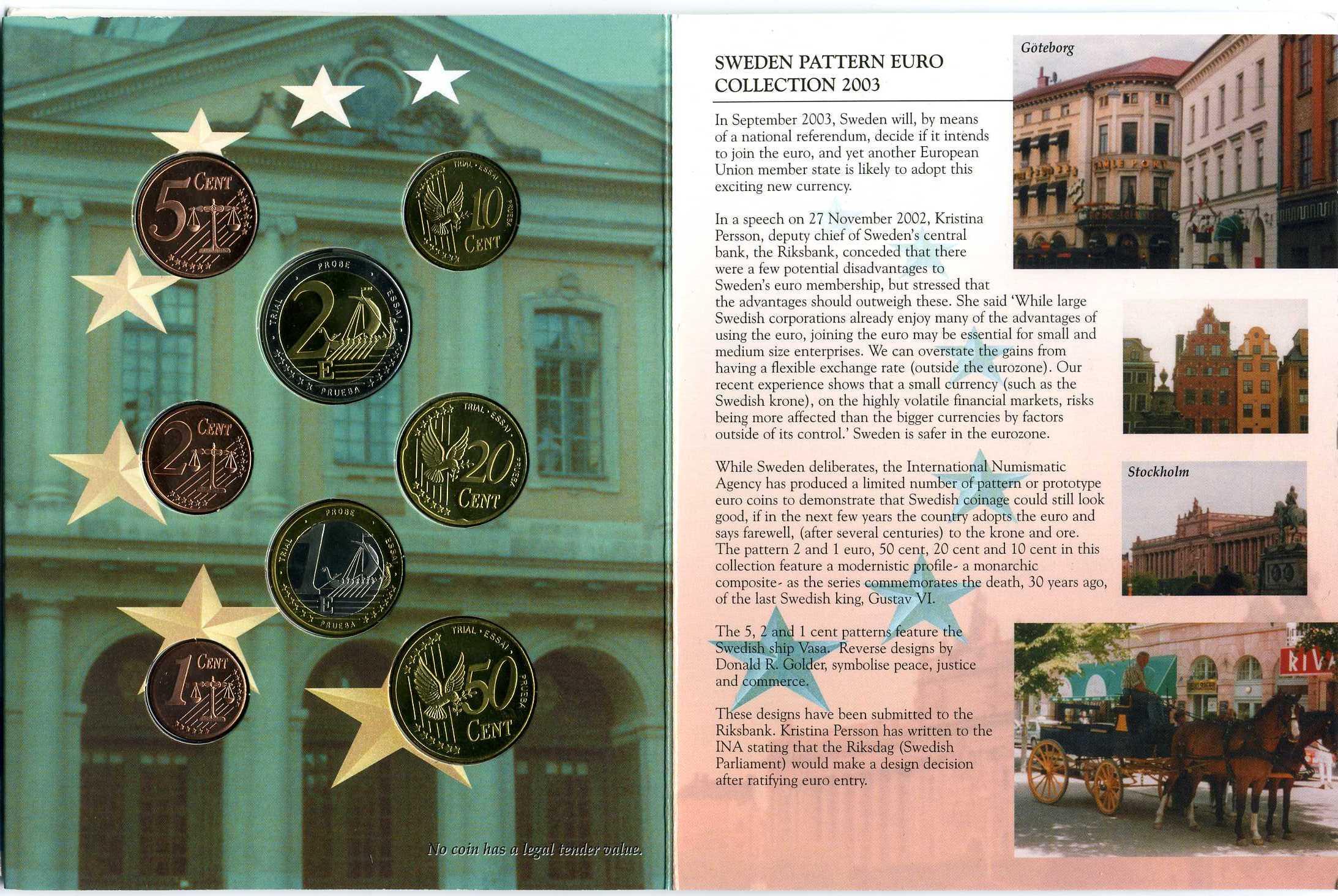 瑞典欧元硬币（标本硬币）2003年– 野崎コイン