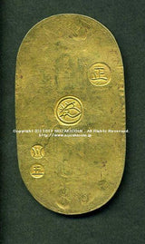 安政小判は安政6年（1859）に鋳造されました。  品位は金570 / 銀430 量目8.97g。  裏の極印が正の字なので、正字小判ともいいます。  鑑定書・桐箱付き。