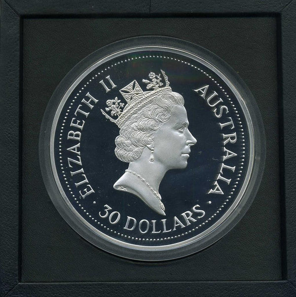 オーストラリア　ワライカワセミ　30ドル銀貨　1993年 - 野崎コイン