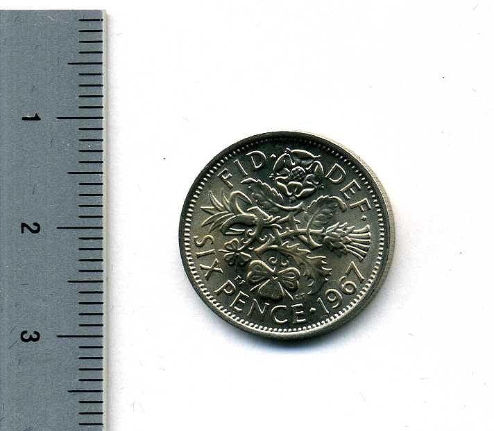 British 6pence white bronze coin Lucky 6pence exquisite