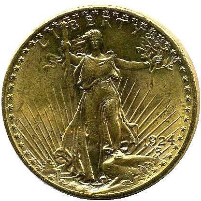 アメリカ 20ドル金貨 セントゴーデンズ 1924年 極美 - 野崎コイン