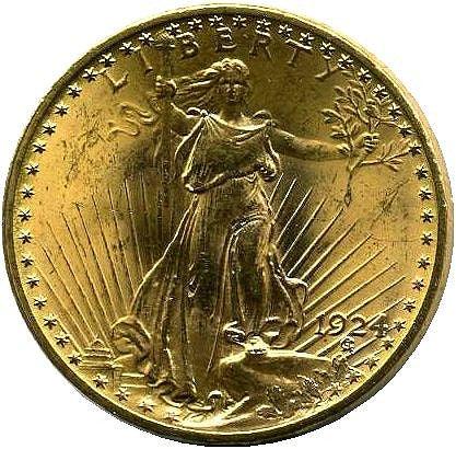 アメリカ 20ドル金貨 セントゴーデンズ 1924年 未使用 - 野崎コイン