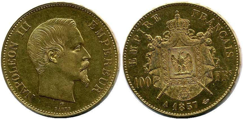 フランス　100フラン金貨　ナポレオン　1857A - 野崎コイン