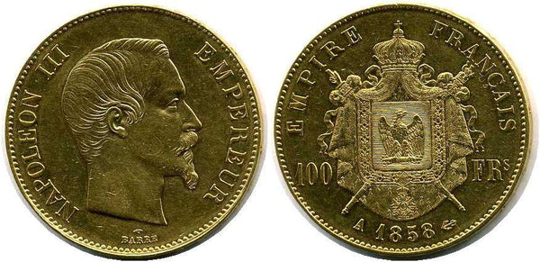 フランス ナポレオン 100フラン金貨 1858A - 野崎コイン