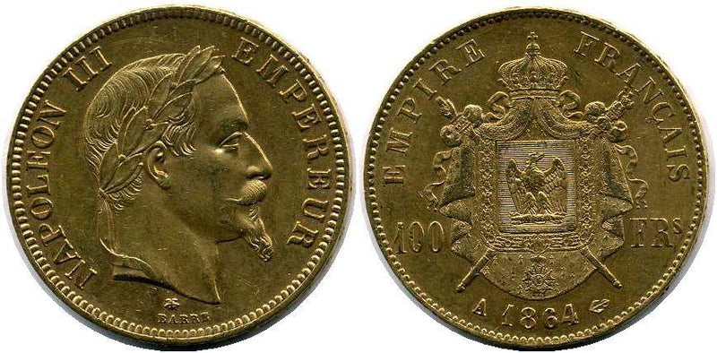 フランス ナポレオン 100フラン金貨 有冠 1864A - 野崎コイン