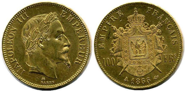 フランス ナポレオン 100フラン金貨 有冠 1866A - 野崎コイン