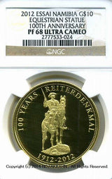 ナミビア 2012年 乗馬像100周年記念 10ドル金貨 ESSAI NGC PF68ULTRACAMEO 発行数僅少(5枚) - 野崎コイン