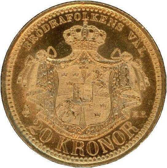 スウェーデン 20クローナー金貨　1890年 - 野崎コイン