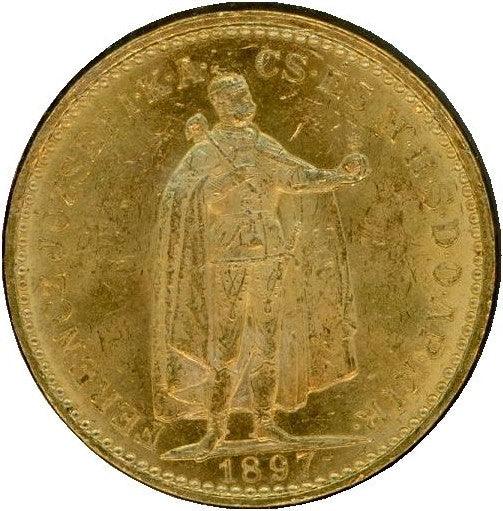 ハンガリー 20コロナ金貨 1897年　フランツ・ヨーゼフ立像 - 野崎コイン