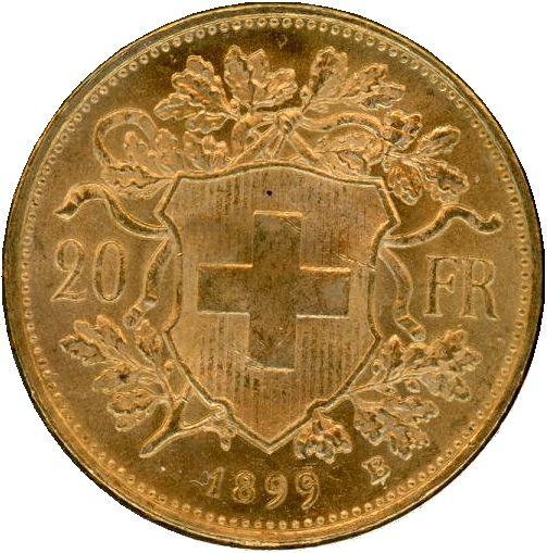 スイス 20フラン金貨 1899年 - 野崎コイン