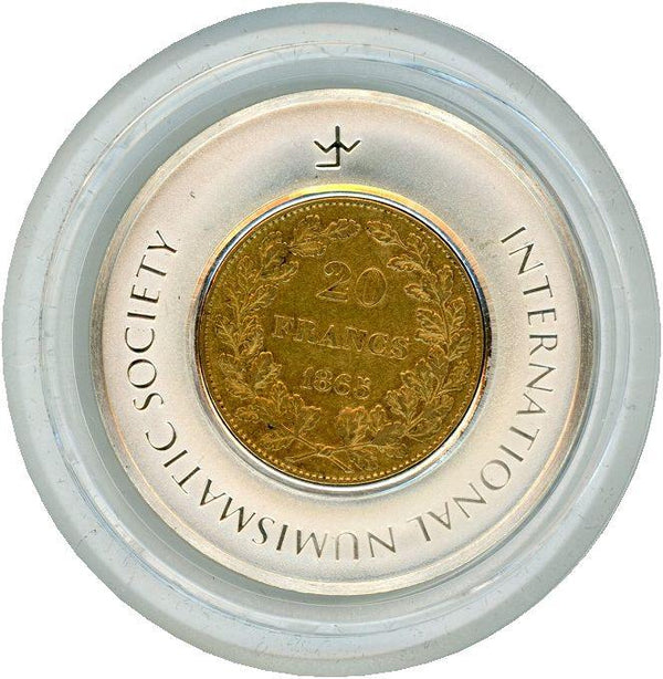 ベルギー　20フラン金貨　1865　レオポルド1世 - 野崎コイン