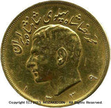 イラン　パーレビ国王　5パーレビ金貨　1960年