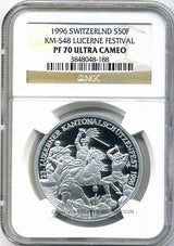 スイス 射撃祭 50フラン銀貨 1996 Lucerne NGC PF70 ULTRA CAMEO - 野崎コイン