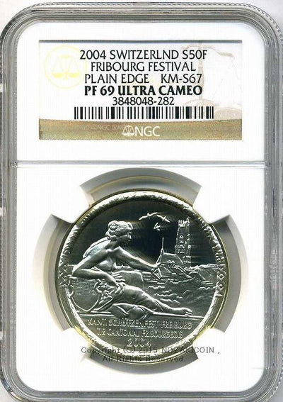 スイス 射撃祭 50フラン銀貨 2004 Fribourg NGC PF69 ULTRA CAMEO