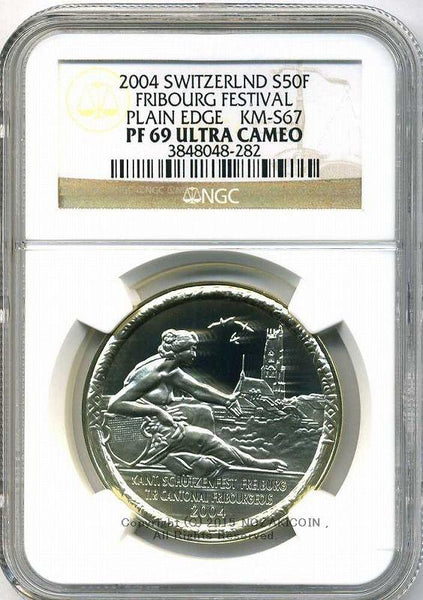 スイス 射撃祭 50フラン銀貨 2004 Fribourg NGC PF69 ULTRA