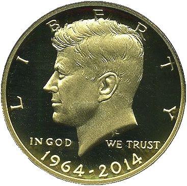 アメリカ　ケネディハーフダラー発行50周年記念プルーフ金貨　2014年 - 野崎コイン