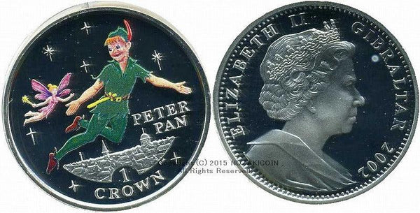ジブラルタル　ピーターパン　クラウン銀貨　2002年 - 野崎コイン