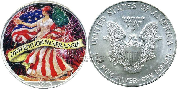 2005年 アメリカン・イーグル銀貨 1ドル アメリカ 1ドル銀貨 イーグル 2005年 彩色 – 野崎コイン