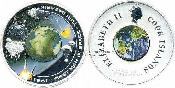 クック島　1ドル銀貨　ユーリ・ガガーリン記念　2008年 - 野崎コイン