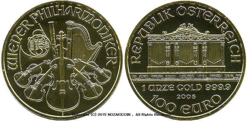 オーストリア　ウィーンフィルハーモニー金貨　2005　100ユーロ　純金1オンス - 野崎コイン