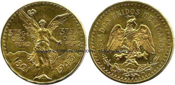 メキシコ　50ペソ金貨　1943　極美品 - 野崎コイン