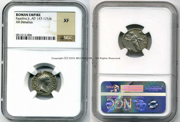 古代ローマ　ファウスティナ　デナリウス銀貨　NGC XF - 野崎コイン