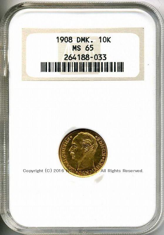 Danish Frederick VIII 10 Krona Gold Coin 1908 NGC MS65 033