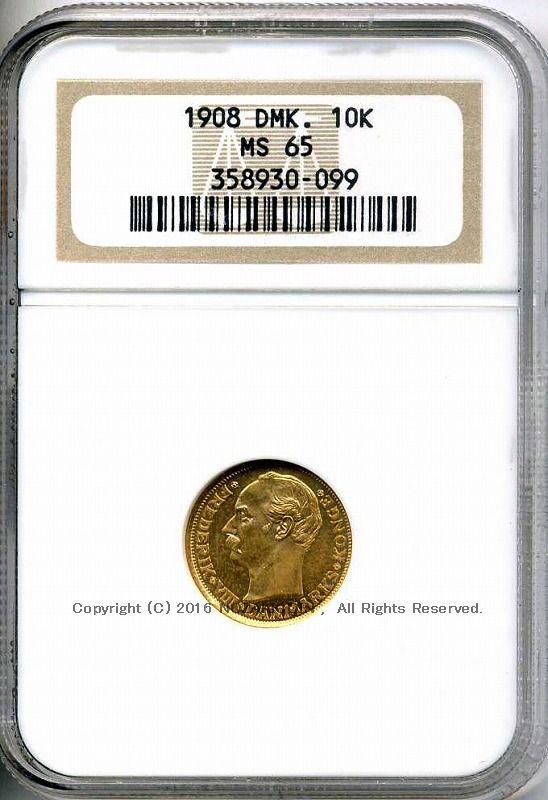 Danish Frederick VIII 10 Krona Gold Coin 1908 NGC MS65 099