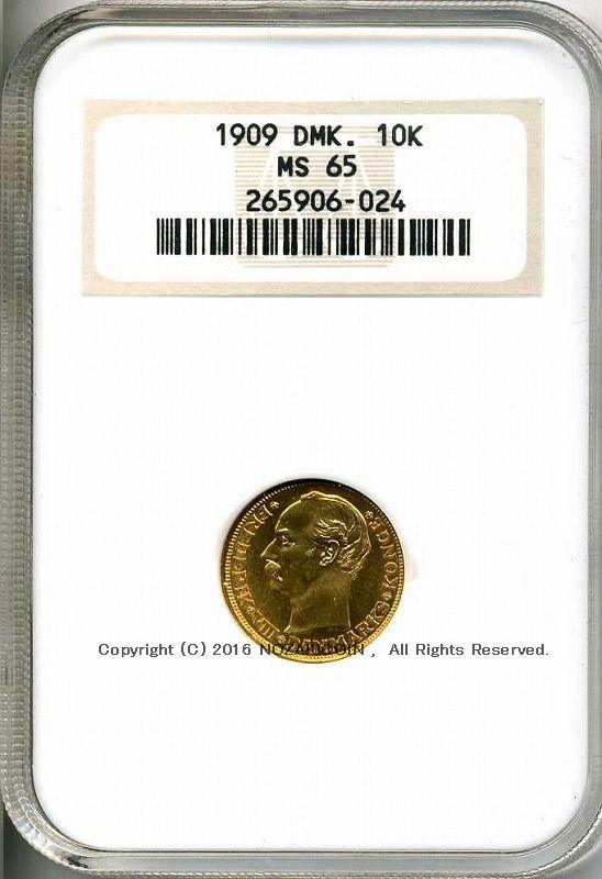 Danish Frederick VIII 10 Krona Gold Coin 1909 NGC MS65 024