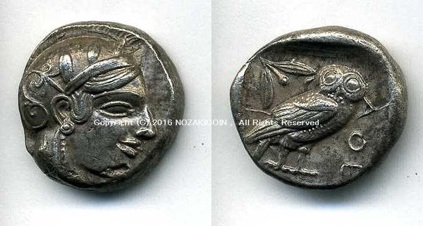 古代ギリシャ　アッティカ-アテネ　テトラドラクマ銀貨　17.0g - 野崎コイン