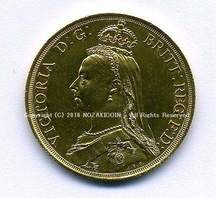 イギリス　ヴィクトリア女王　ジュビリー　2ポンド金貨　1887年　Cleaning - 野崎コイン