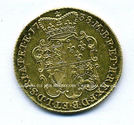 イギリス　ジョージ2世　2ギニー金貨　1738年　美品リペア - 野崎コイン