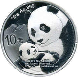 中国　10元　パンダ銀貨　2019年 - 野崎コイン
