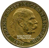 ハンガリー 100コロナ金貨 1907年 フランツ・ヨーゼフ在位40年 - 野崎コイン