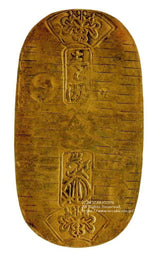 文政小判は文政2年～文政11年（1819～1828）に鋳造されました。  金55.9%　銀44.1%　量目13.07g。  裏の極印が草書体の文の字なので、草文小判ともいいます。  鑑定書・桐箱付き。