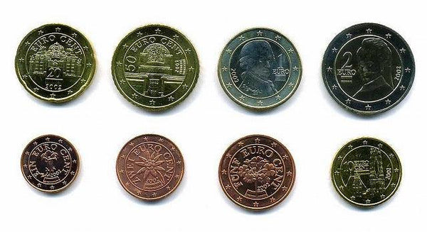 オーストリア　ユーロコイン８種セット - 野崎コイン