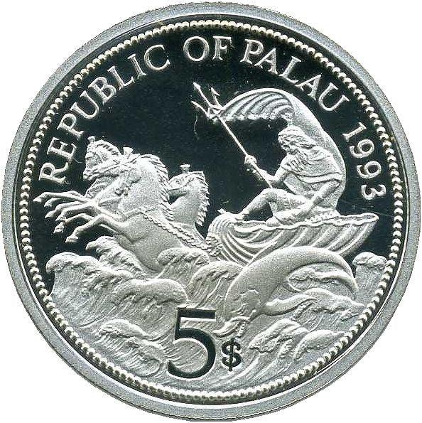 パラオ　5ドル銀貨　1993年 - 野崎コイン
